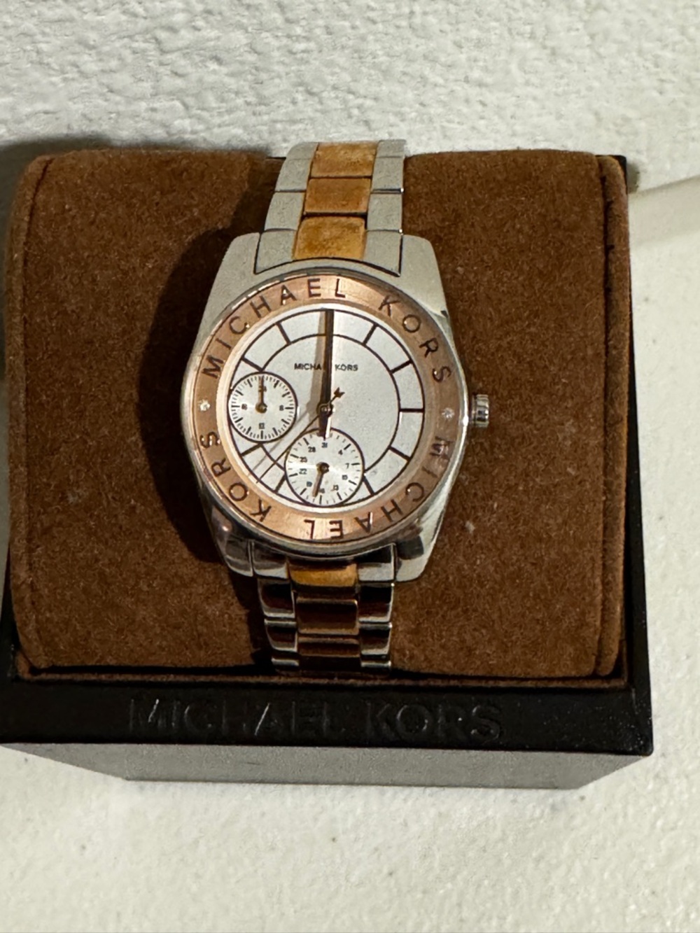 Michael Kors Two-Tone Silver and Rose Gold Women’s Bracelet Watch